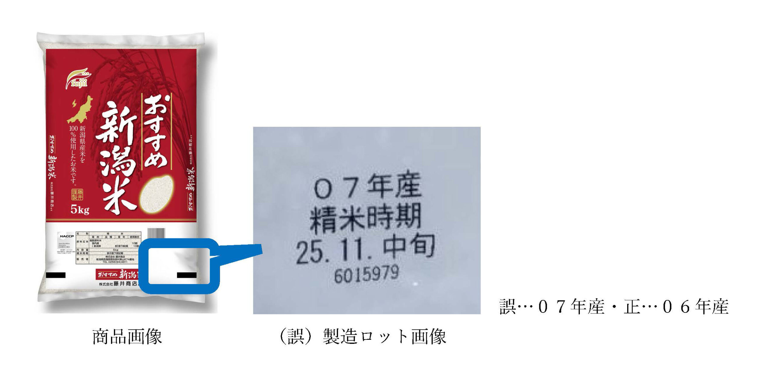 良選新潟米 商品回収のお詫びとお知らせ｜株式会社藤井商店｜越後平野